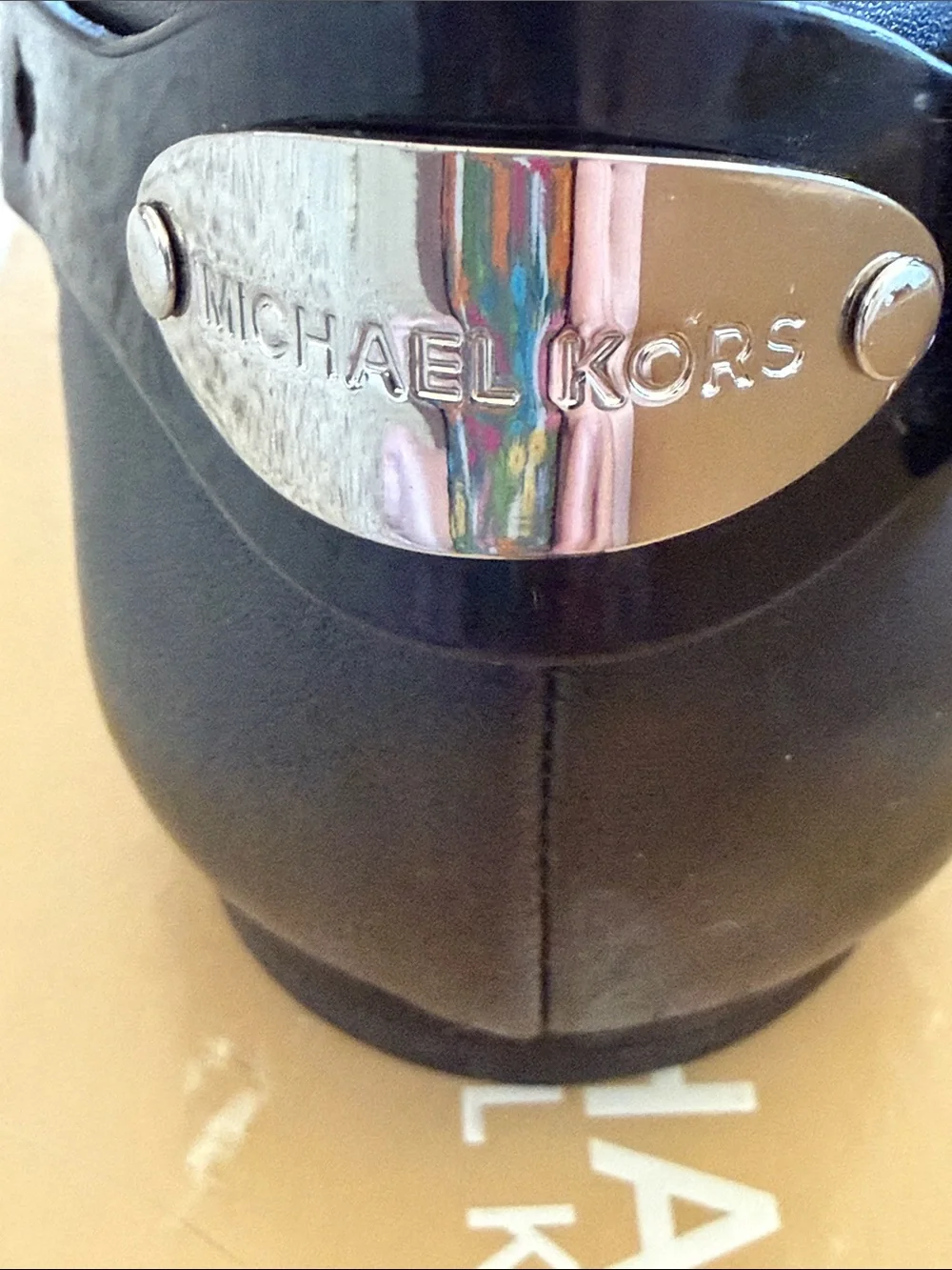 Michael Kors Black Dion Leather Cap-Toe Ballet Flats Size 10